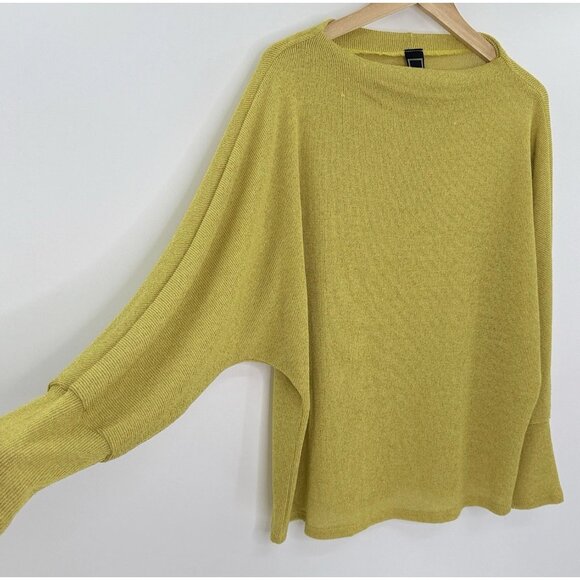 Libian Women's Pullover Sweater Knit High-Low Hem Yellow O/S? - Picture 4 of 10